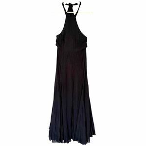 FREE PEOPLE Bell Chimes Halter Open Back Flowy Maxi Dress in Black, Size Small